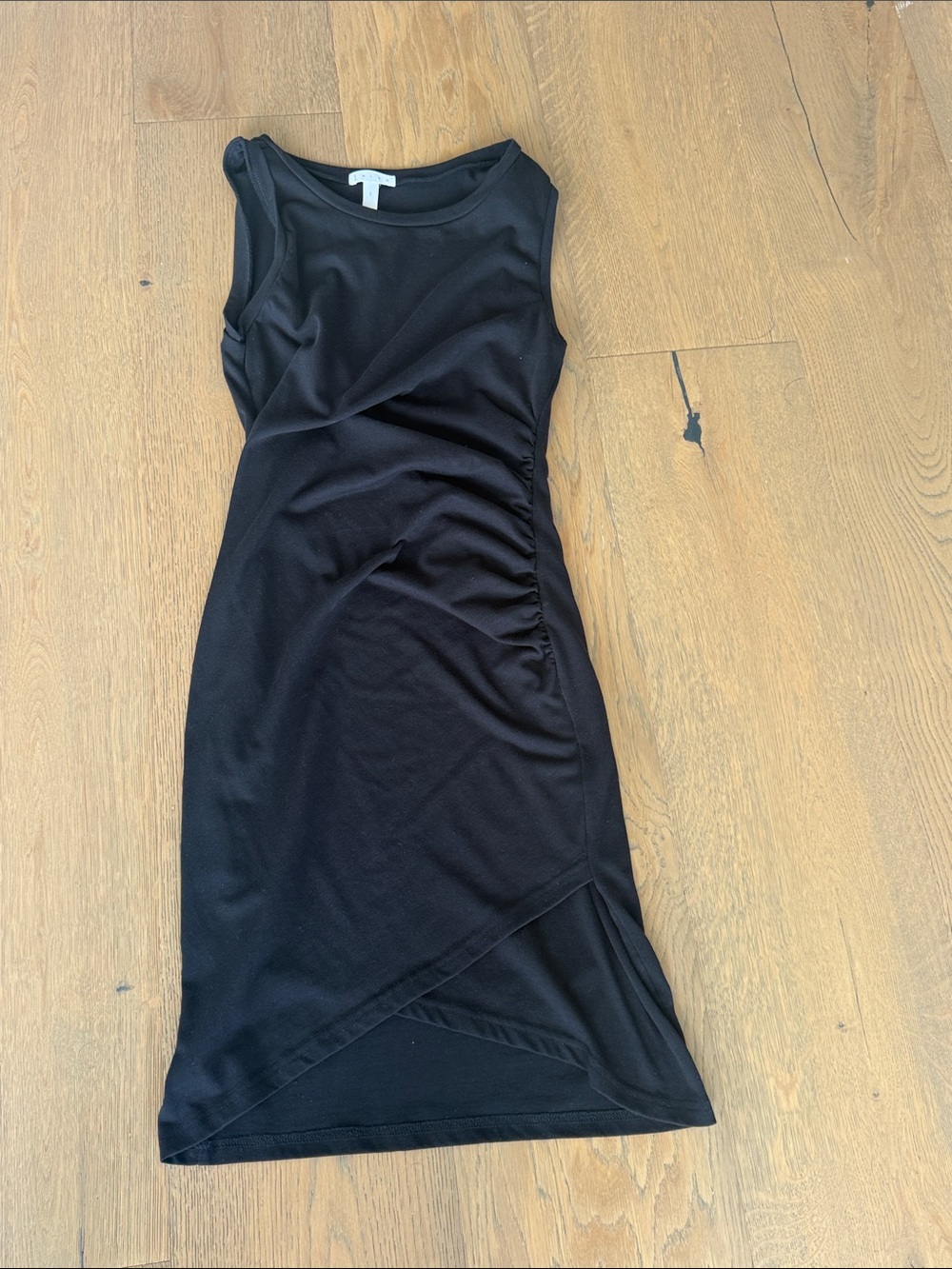 Nordstrom Leith Women's Black Sleeveless Ruched Side Dress